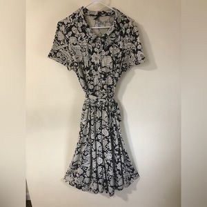 Lapis Navy and White Button Down Dress